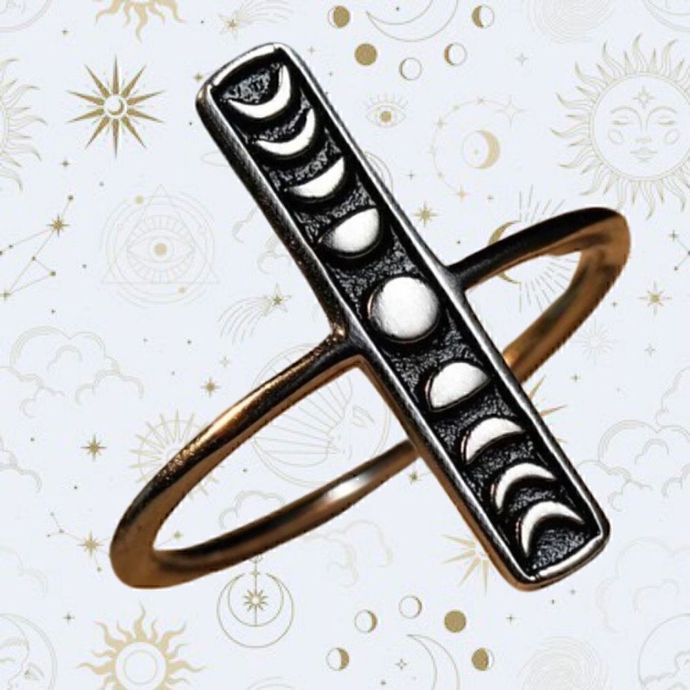 Moon Phase Goddess Ring .925 Sterling Silver Sz 6 Lunar Cycle Celestial​
